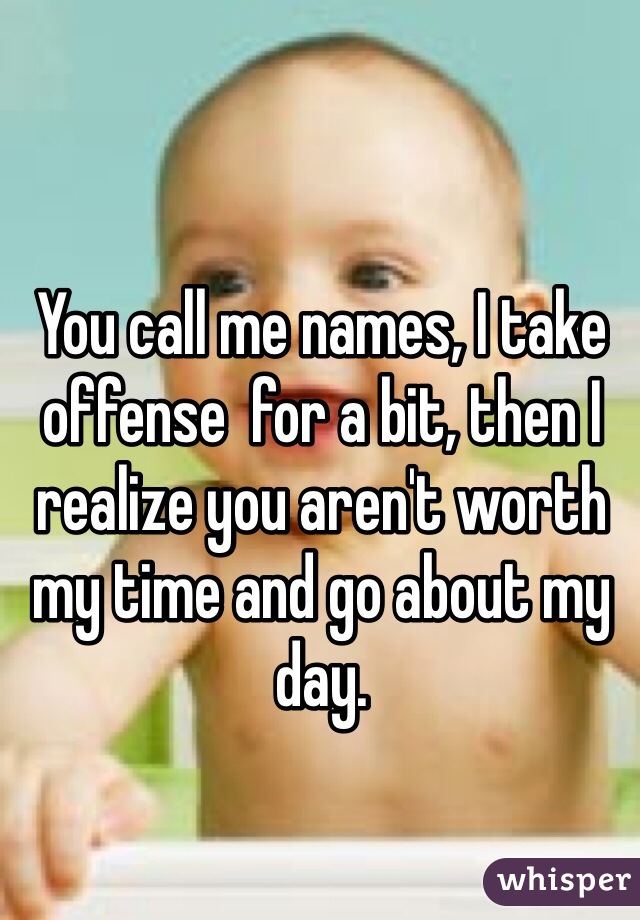 You call me names, I take offense  for a bit, then I realize you aren't worth my time and go about my day.