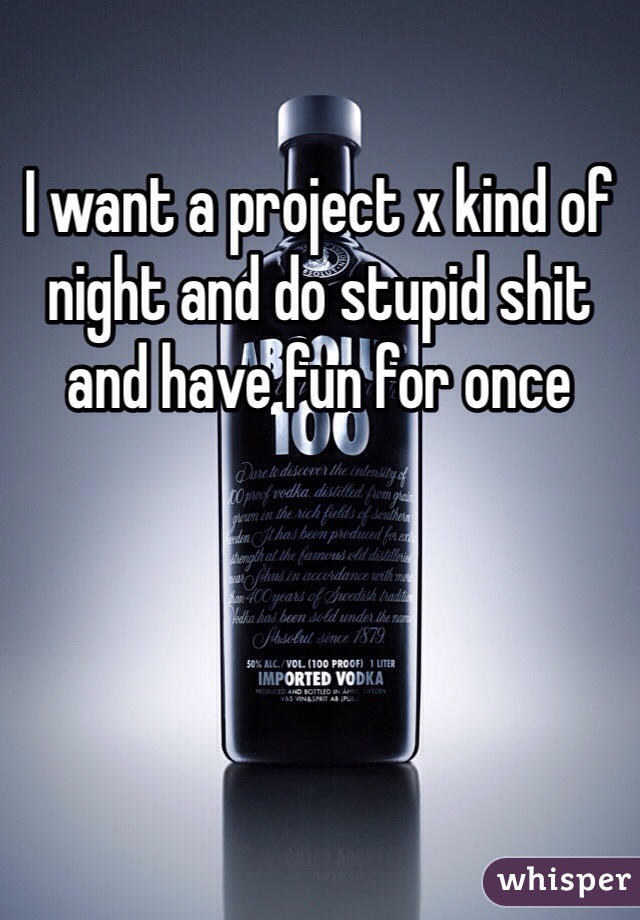 I want a project x kind of night and do stupid shit and have fun for once