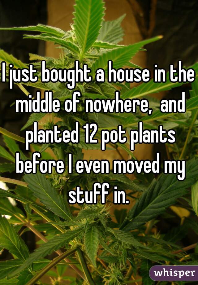 I just bought a house in the middle of nowhere,  and planted 12 pot plants before I even moved my stuff in. 