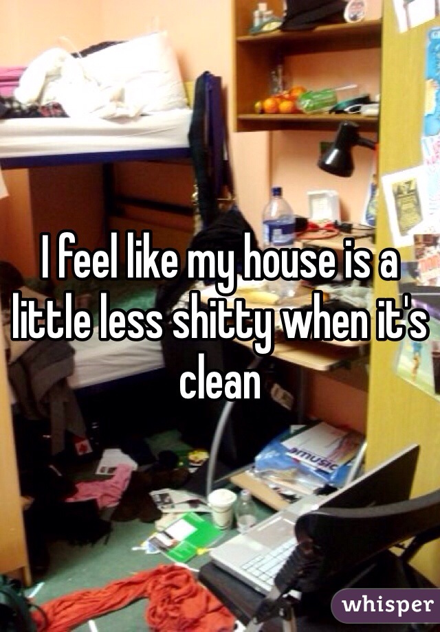 I feel like my house is a little less shitty when it's clean