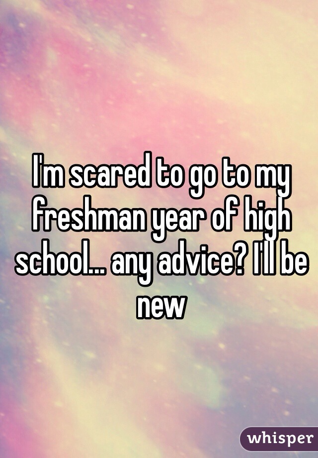 I'm scared to go to my freshman year of high school... any advice? I'll be new 