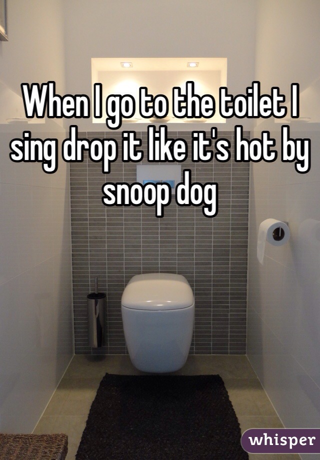 When I go to the toilet I sing drop it like it's hot by snoop dog