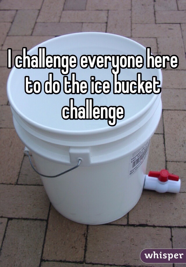 I challenge everyone here to do the ice bucket challenge