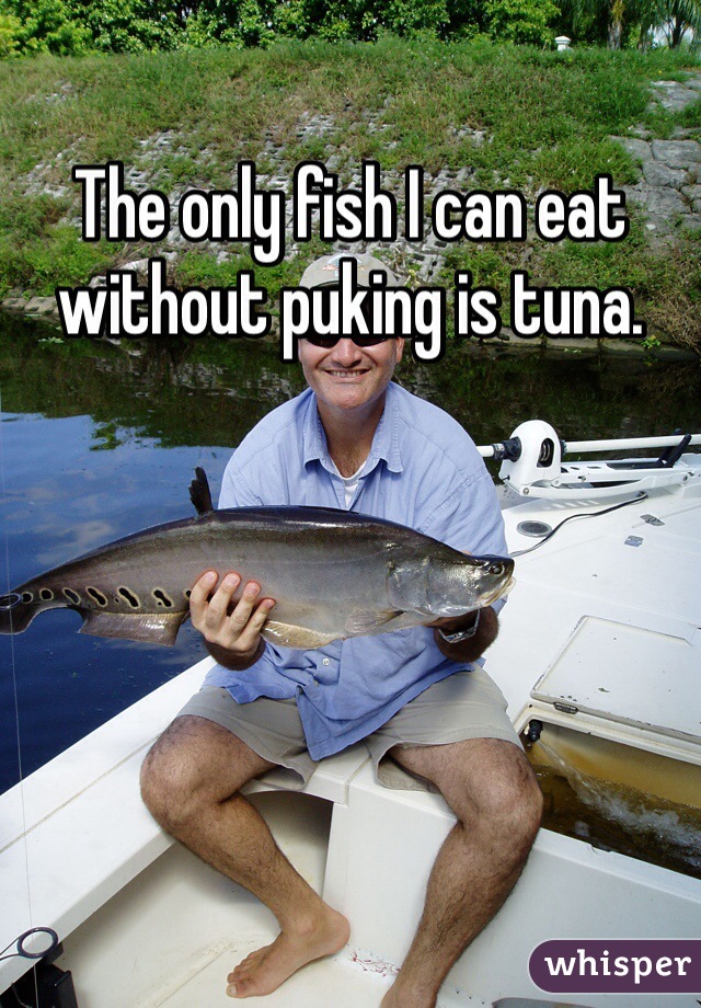 The only fish I can eat without puking is tuna. 