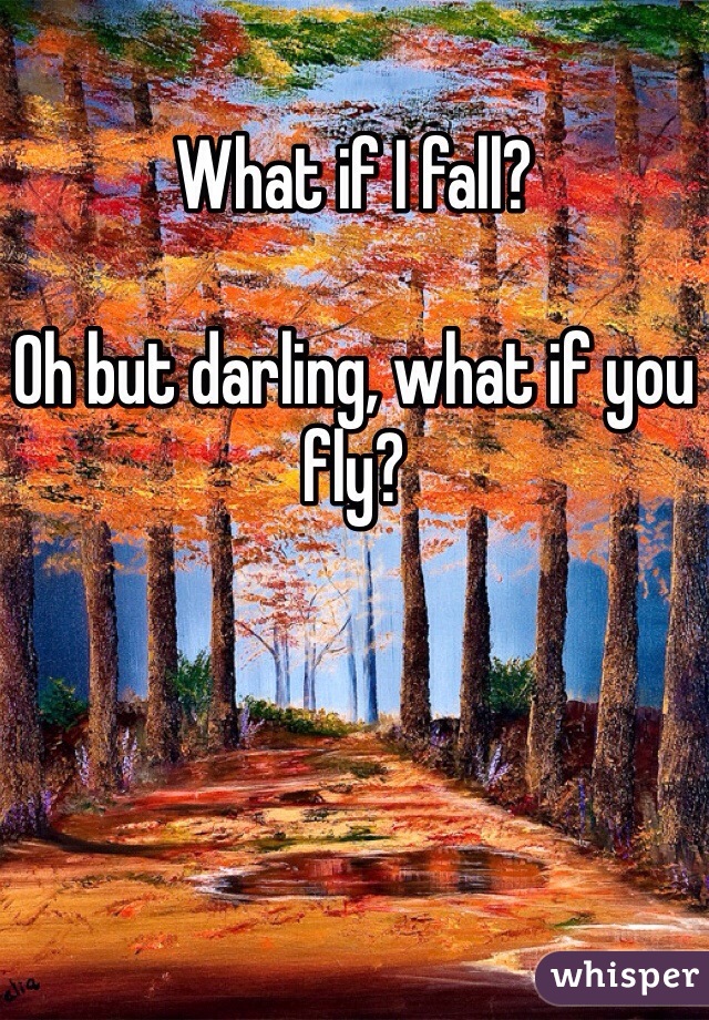 What if I fall?

Oh but darling, what if you fly?