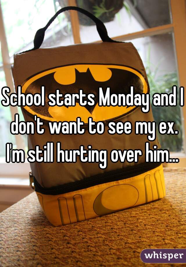 School starts Monday and I don't want to see my ex. I'm still hurting over him... 