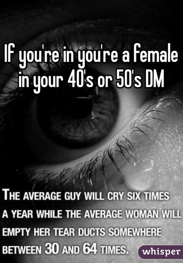 If you're in you're a female in your 40's or 50's DM 