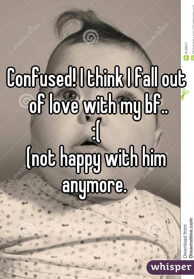 Confused! I think I fall out of love with my bf..
:(
(not happy with him anymore.  