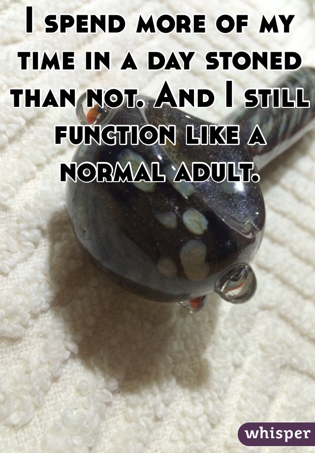 I spend more of my time in a day stoned than not. And I still function like a normal adult.