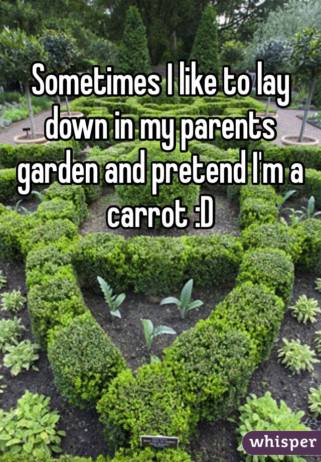 Sometimes I like to lay down in my parents garden and pretend I'm a carrot :D