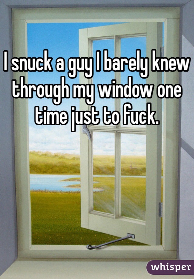 I snuck a guy I barely knew through my window one time just to fuck.