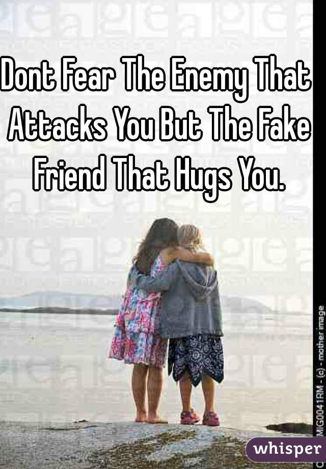 Dont Fear The Enemy That Attacks You But The Fake Friend That Hugs You.