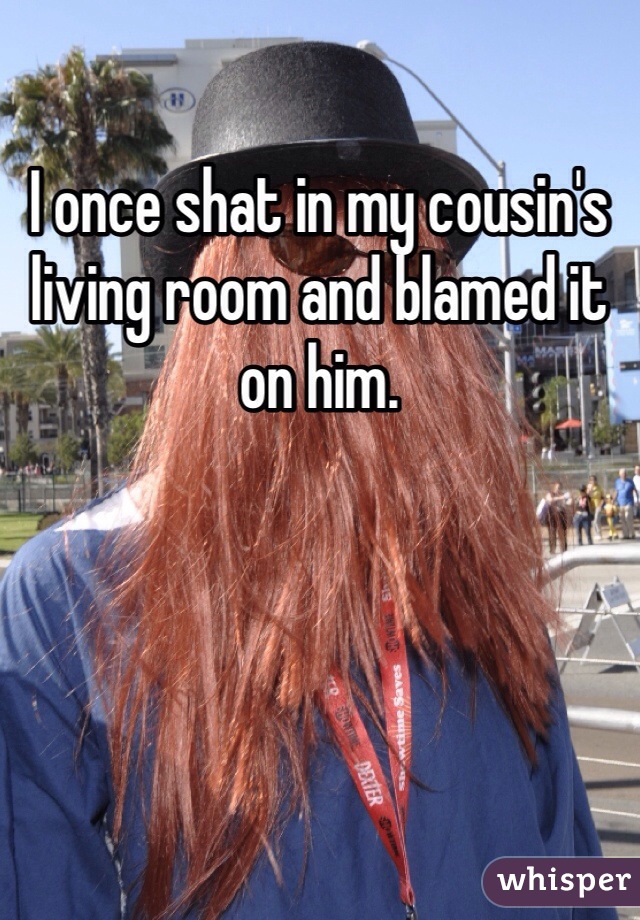 I once shat in my cousin's living room and blamed it on him. 