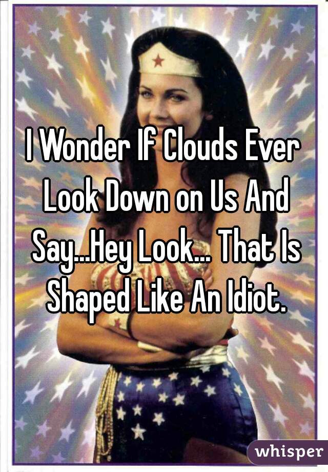 I Wonder If Clouds Ever Look Down on Us And Say...Hey Look... That Is Shaped Like An Idiot.