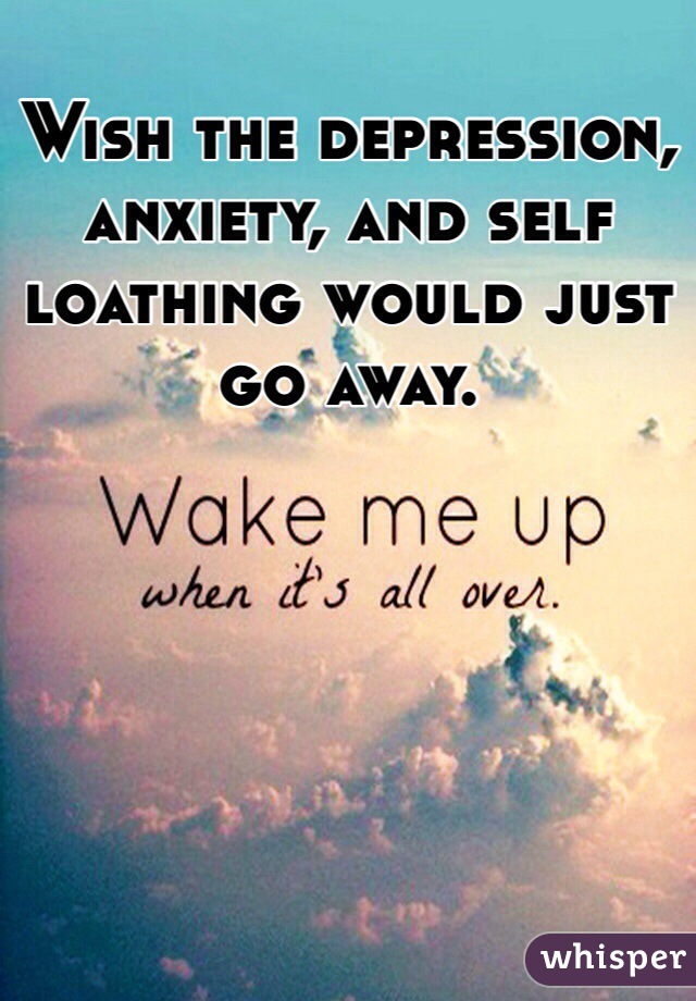 Wish the depression, anxiety, and self loathing would just go away. 