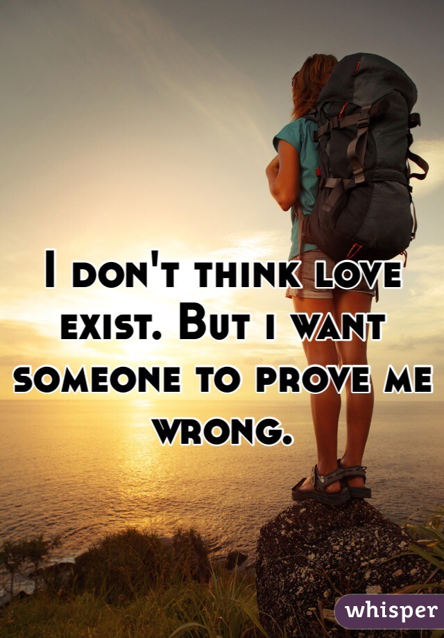 I don't think love exist. But i want someone to prove me wrong. 