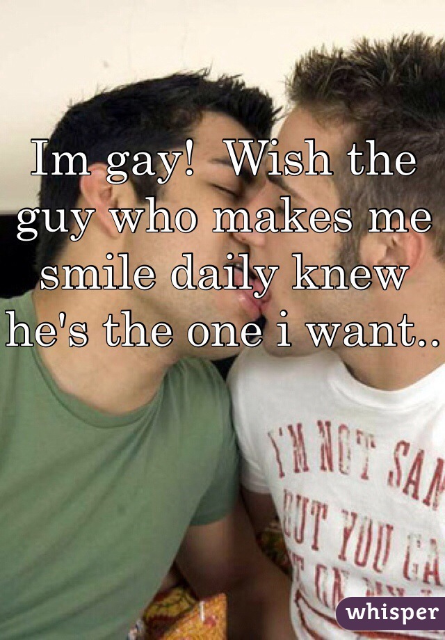 Im gay!  Wish the guy who makes me smile daily knew he's the one i want.. 