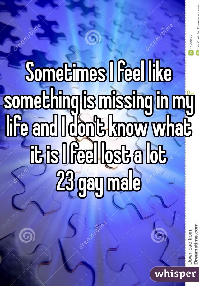 Sometimes I feel like something is missing in my life and I don't know what it is I feel lost a lot 
23 gay male 