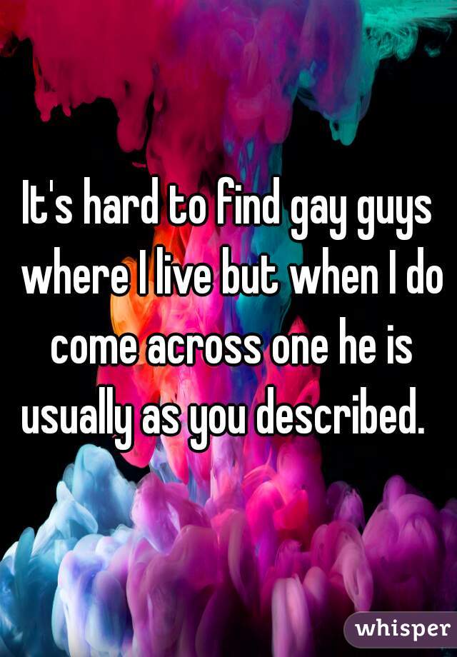 It's hard to find gay guys where I live but when I do come across one he is usually as you described.  