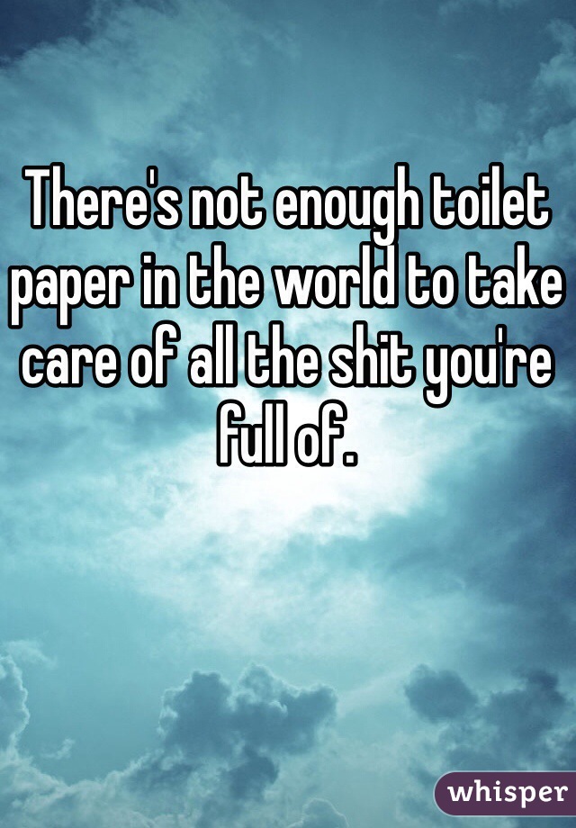 There's not enough toilet paper in the world to take care of all the shit you're full of. 