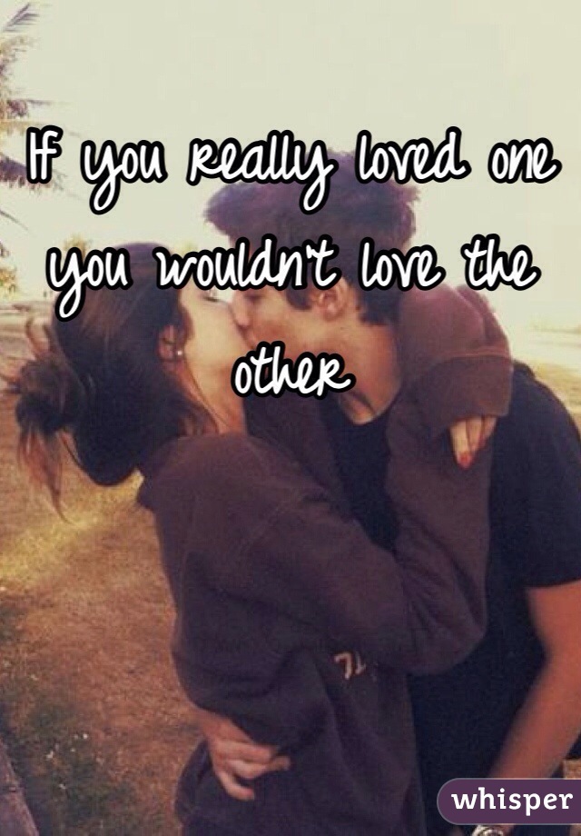 If you really loved one you wouldn't love the other
