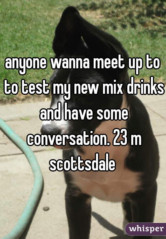 anyone wanna meet up to to test my new mix drinks and have some conversation. 23 m scottsdale 