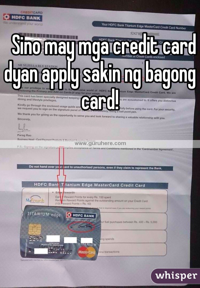   Sino may mga credit card dyan apply sakin ng bagong card!