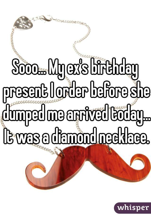 Sooo... My ex's birthday present I order before she dumped me arrived today... It was a diamond necklace.