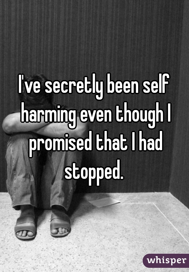 I've secretly been self harming even though I promised that I had stopped. 