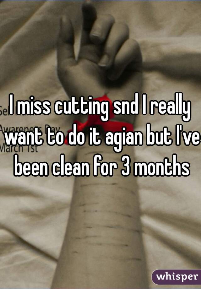 I miss cutting snd I really want to do it agian but I've been clean for 3 months