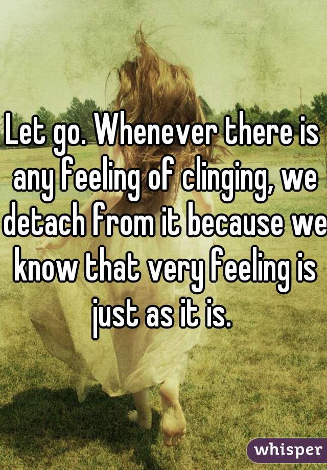 Let go. Whenever there is any feeling of clinging, we detach from it because we know that very feeling is just as it is. 