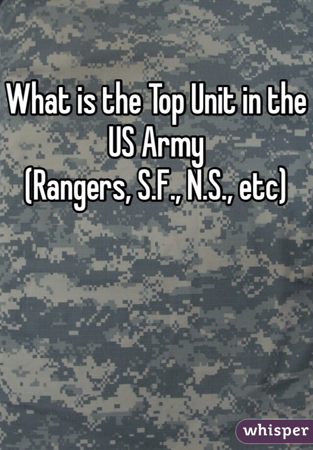 What is the Top Unit in the US Army
(Rangers, S.F., N.S., etc)