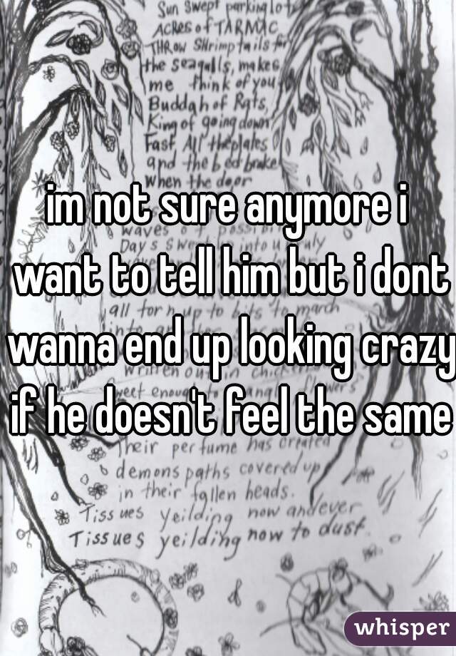 im not sure anymore i want to tell him but i dont wanna end up looking crazy if he doesn't feel the same