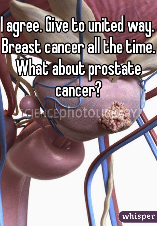 I agree. Give to united way. Breast cancer all the time. What about prostate cancer?