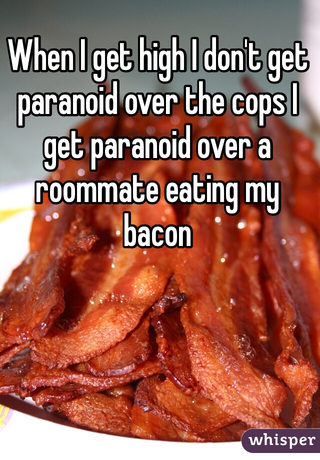 When I get high I don't get paranoid over the cops I get paranoid over a roommate eating my bacon