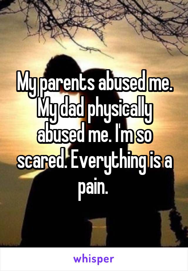 My parents abused me. My dad physically abused me. I'm so scared. Everything is a pain. 