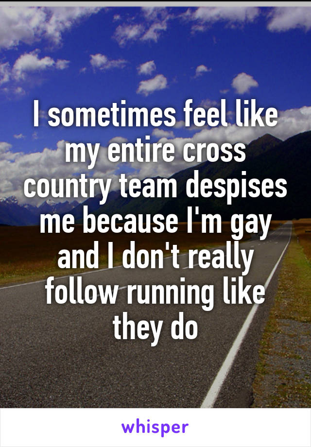 I sometimes feel like my entire cross country team despises me because I'm gay and I don't really follow running like they do