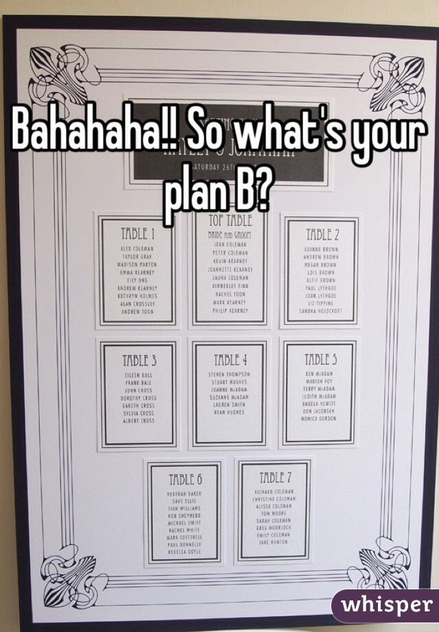 Bahahaha!! So what's your plan B?