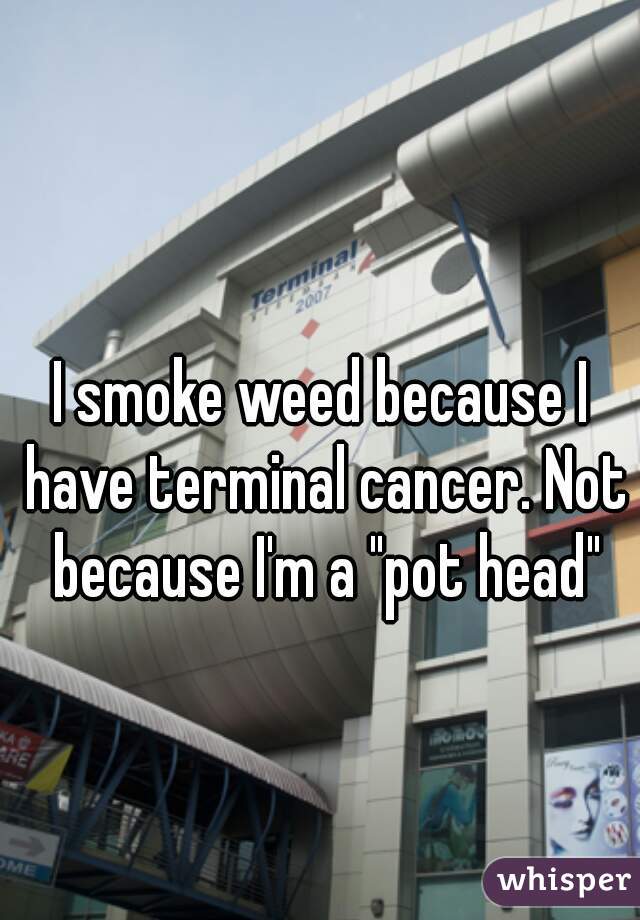 I smoke weed because I have terminal cancer. Not because I'm a "pot head"