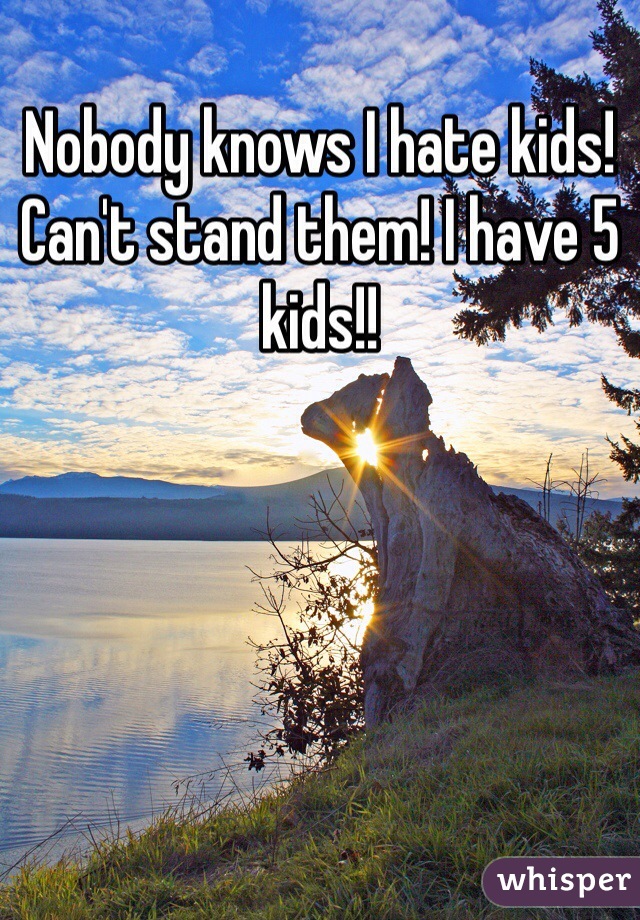 Nobody knows I hate kids! Can't stand them! I have 5 kids!!