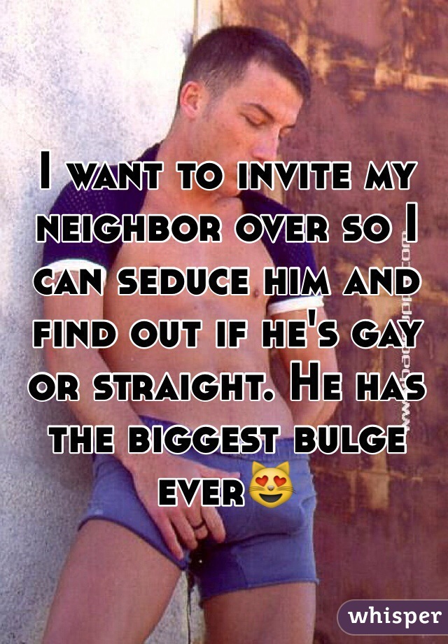 I want to invite my neighbor over so I can seduce him and find out if he's gay or straight. He has the biggest bulge ever😻
