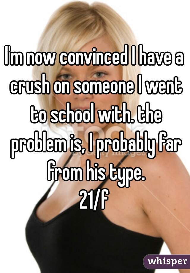 I'm now convinced I have a crush on someone I went to school with. the problem is, I probably far from his type.

21/f