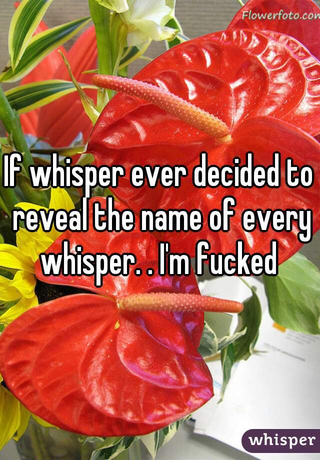 If whisper ever decided to reveal the name of every whisper. . I'm fucked 
