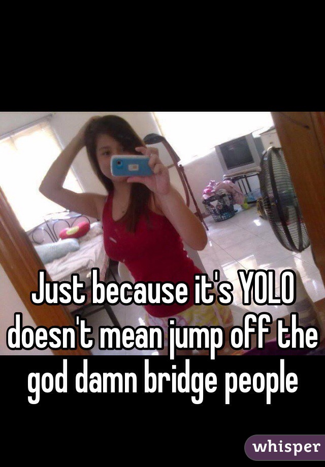 Just because it's YOLO doesn't mean jump off the god damn bridge people 