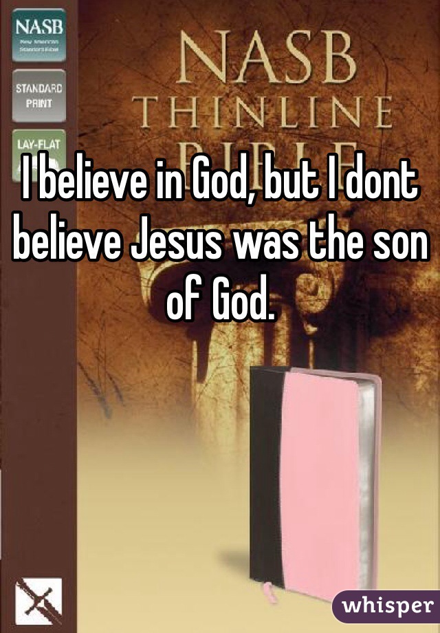 I believe in God, but I dont believe Jesus was the son of God.