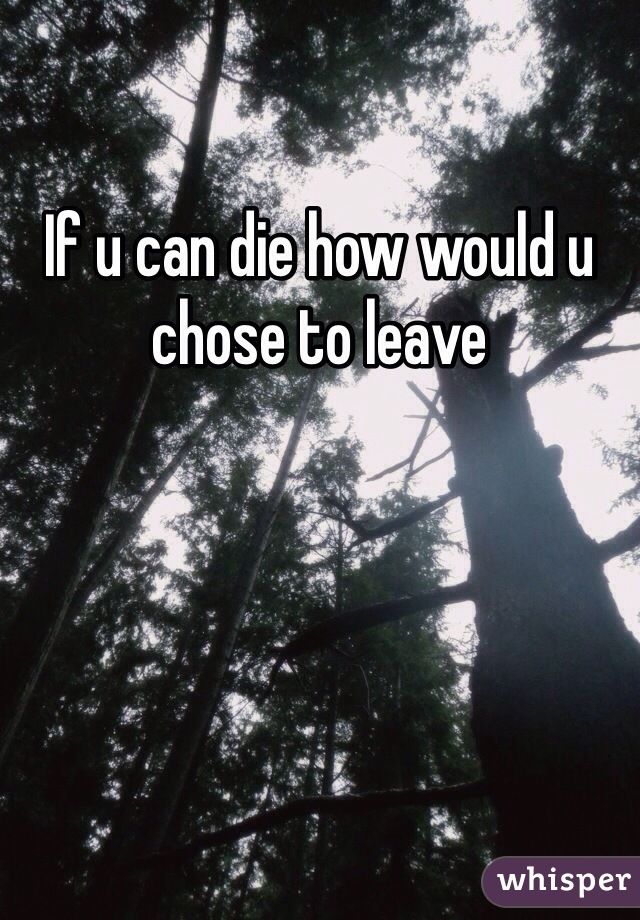 If u can die how would u chose to leave 