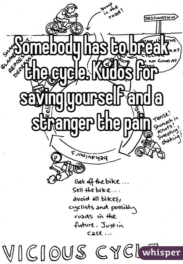 Somebody has to break the cycle. Kudos for saving yourself and a stranger the pain
