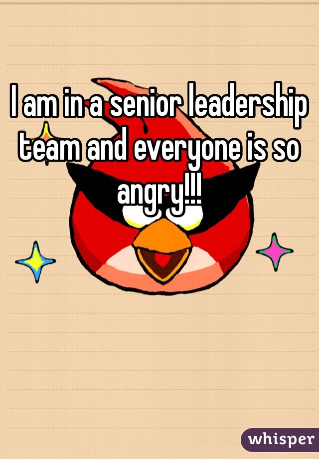 I am in a senior leadership team and everyone is so angry!!!