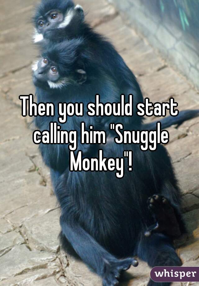 Then you should start calling him "Snuggle Monkey"!