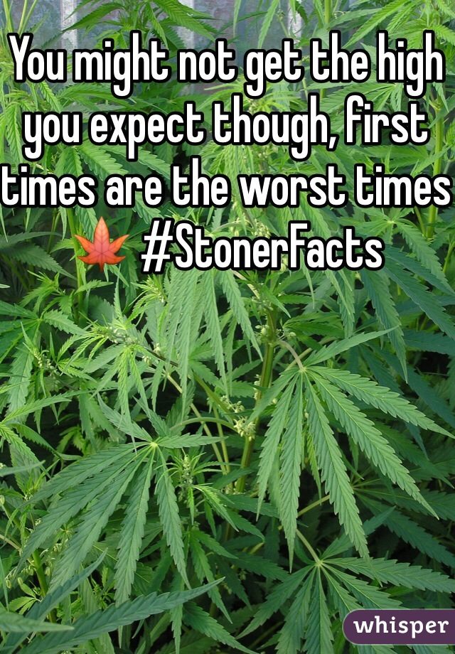 You might not get the high you expect though, first times are the worst times🍁 #StonerFacts